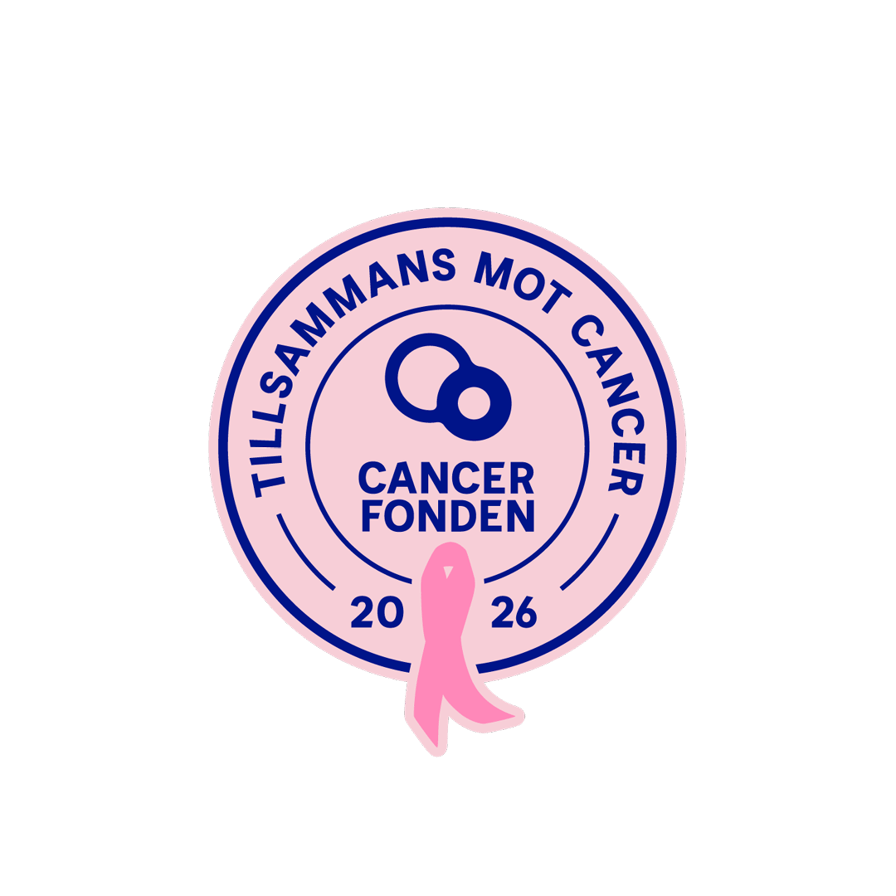 Rosa Bandets figursymbol med texten "Tillsammans mot cancer 2026"