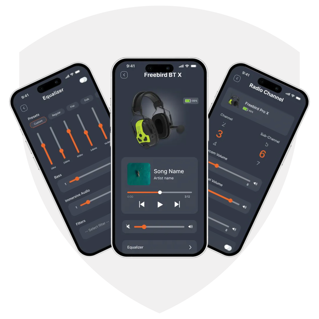 Et bilde av tre telefoner som viser Guardio Connect-appen
