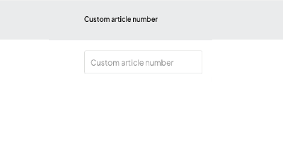 Image of a box with a field for custom article number