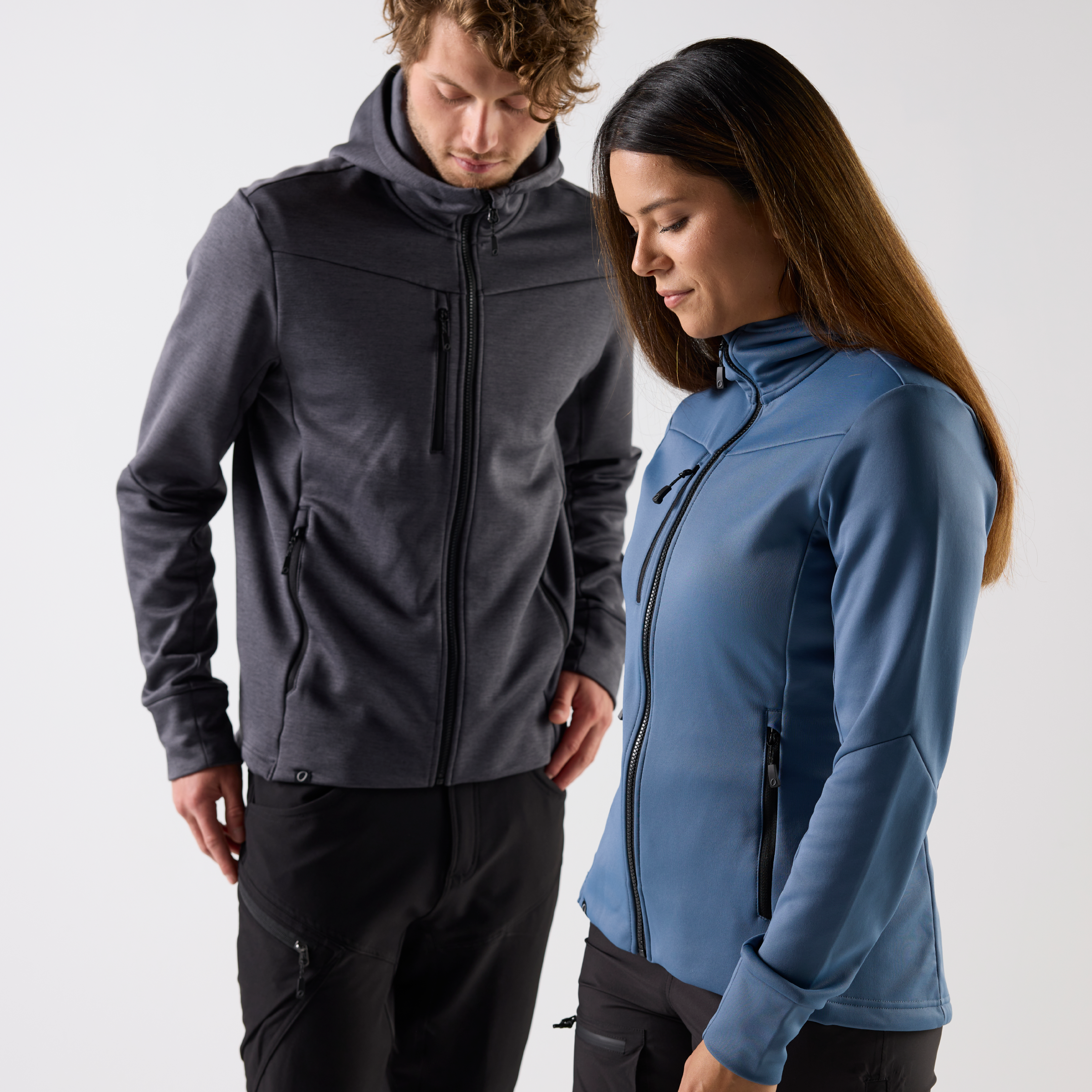 Two serious models in functional clothing