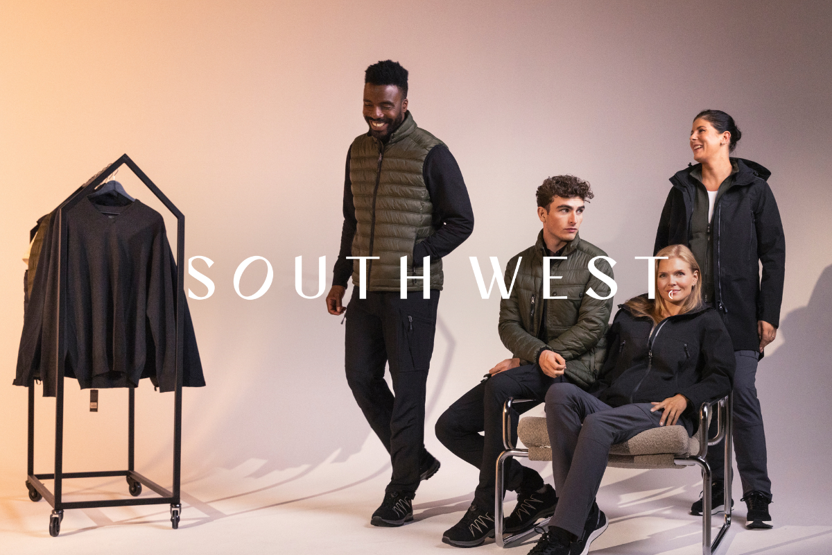 Profilbeklædning fra South West – klikbart billede med logo.