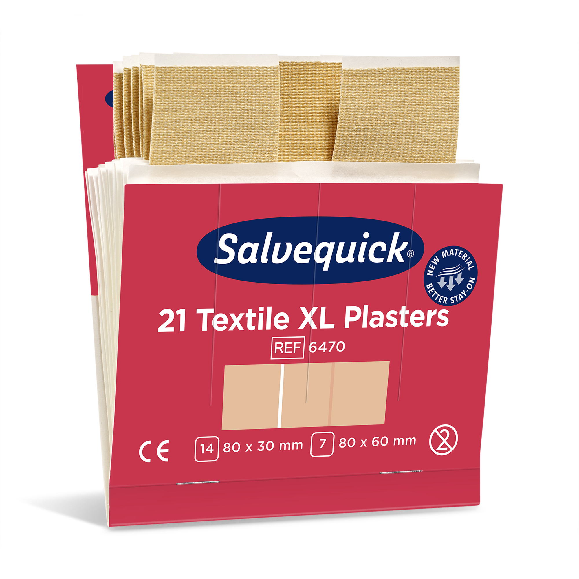 Showing image 2 of 3 product Extra Large Textile Plasters 21 pcs 6 Refill Beige