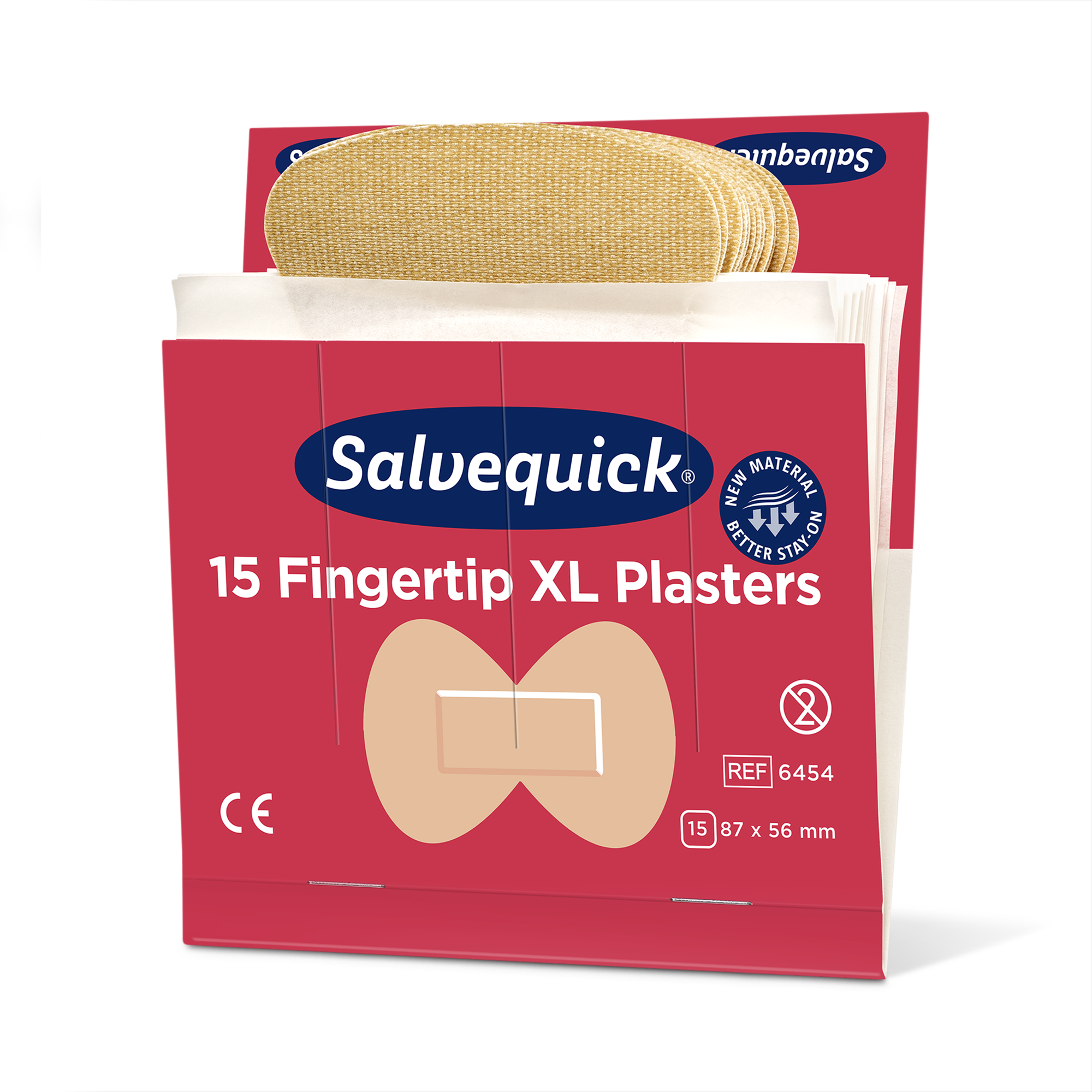 Showing image 2 of 3 product XL Fingertip Plasters Textile 15 pcs 6 Refill Beige