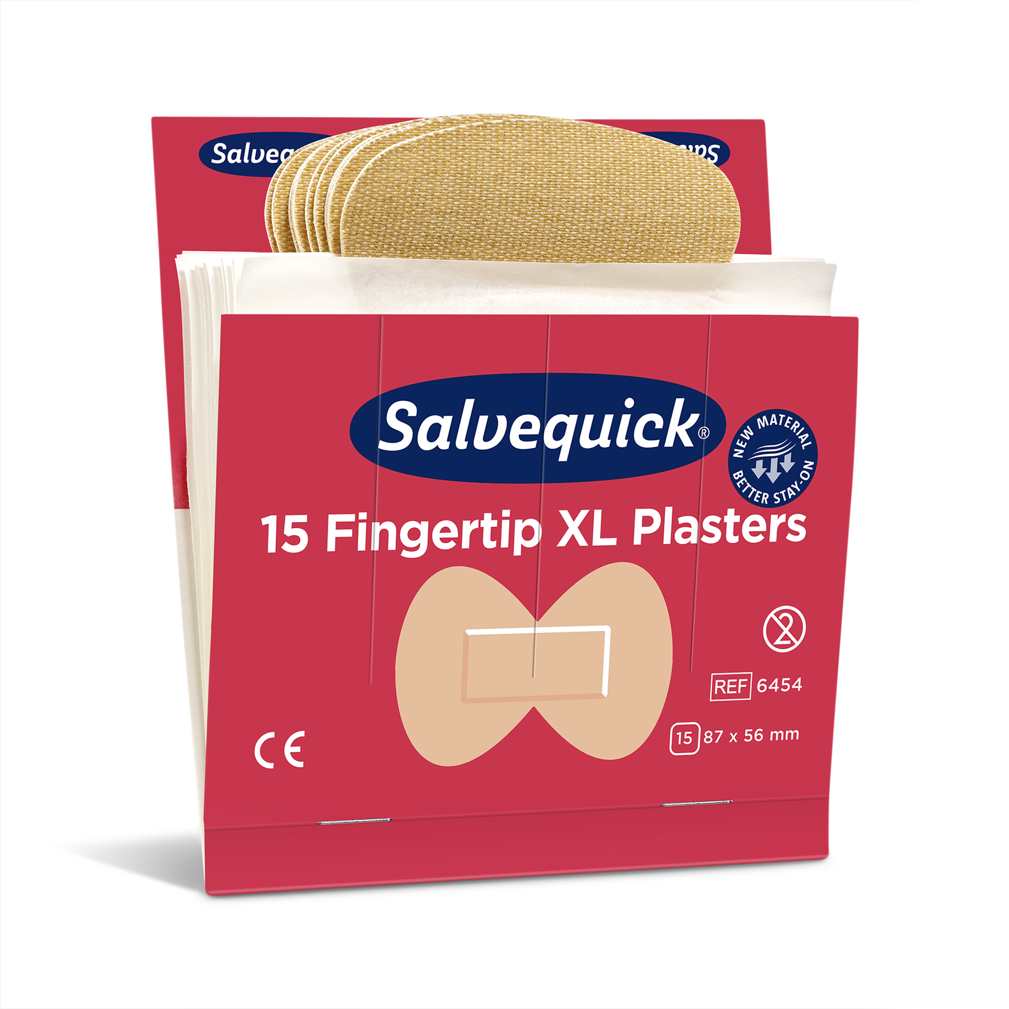 Showing image 3 of 3 product XL Fingertip Plasters Textile 15 pcs 6 Refill Beige