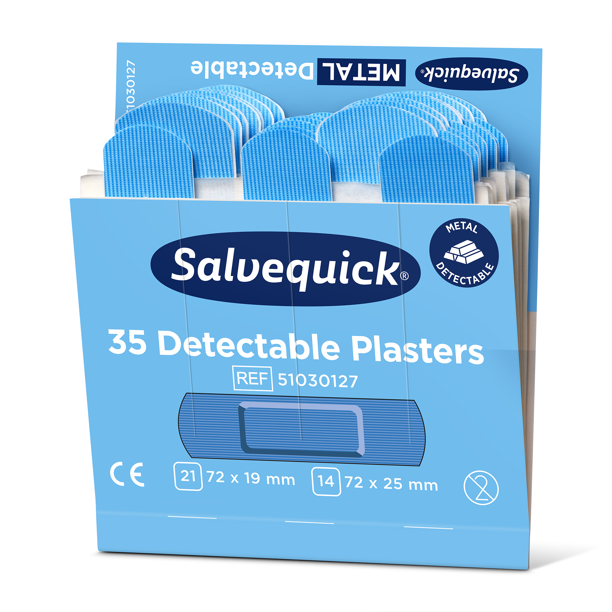Viser bilde 3 av 3 produkt Detectable Plasters 35 pcs 6 Refill Blue