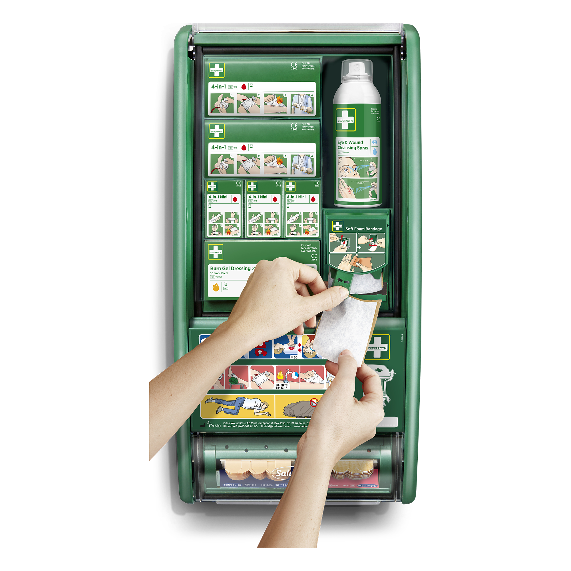 Showing image 2 of 7 product Soft Foam incl Dispenser First Aid Station Green