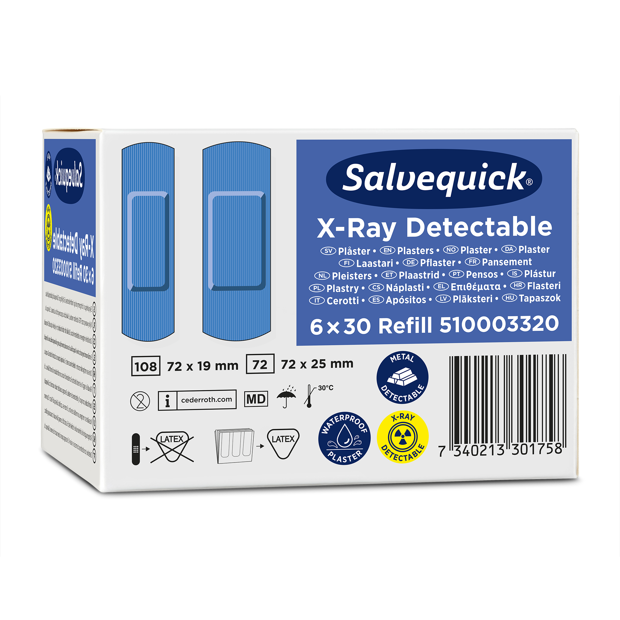 Showing image 2 of 4 product X-Ray Detectable 30x6 Plasters Refill Blue