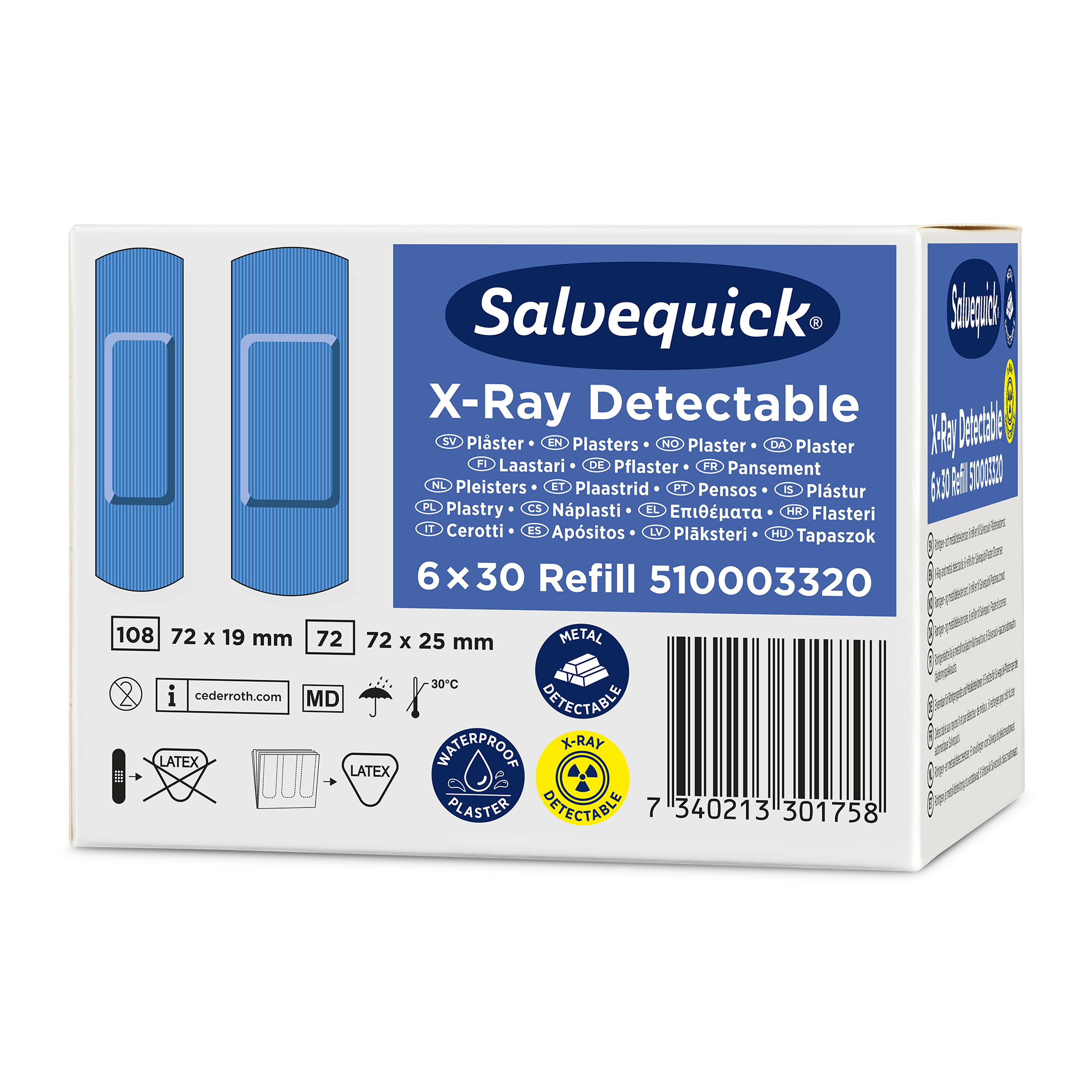 Showing image 3 of 4 product X-Ray Detectable 30x6 Plasters Refill Blue